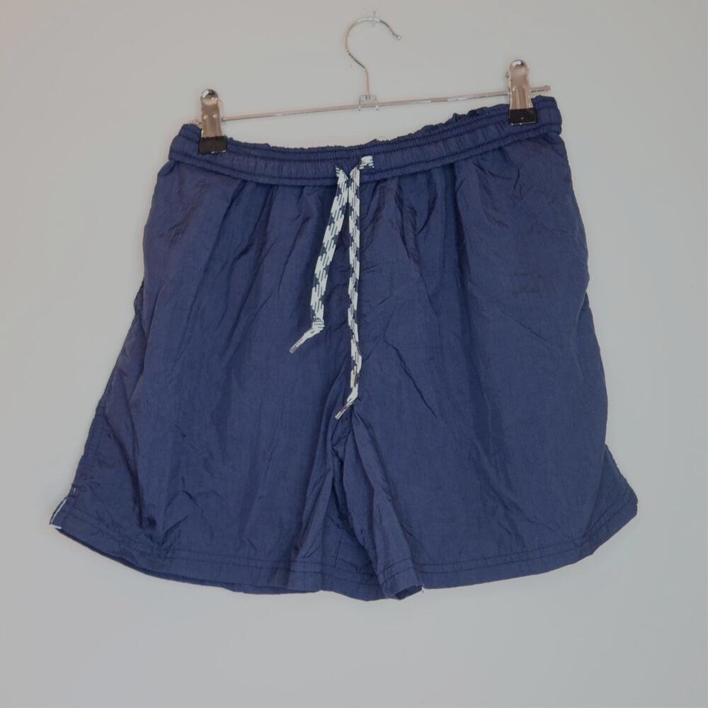 Vintage BCG Nylon Shorts Womens Small Navy Blue Drawstring Swim Athletic